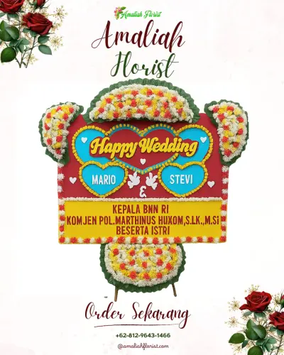 Karangan Papan Bunga Pernikahan di Cobodoe
